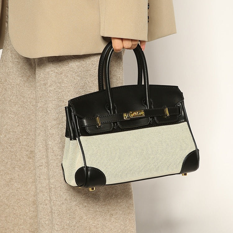 GOOSUDU 2025 Autumn and winter new linen mini platinum bag, high-end fashion, simple and versatile, portable single shoulder oblique span temperament women's bag