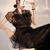 New Chinese style national style embroidery simple mesh mulberry silk sequined jacket slim temperament outer top M3084