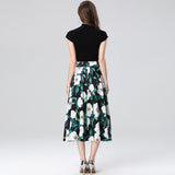 Floral skirt set Women's  early spring new wear a complete set of knitted cardigan tops two-piece set