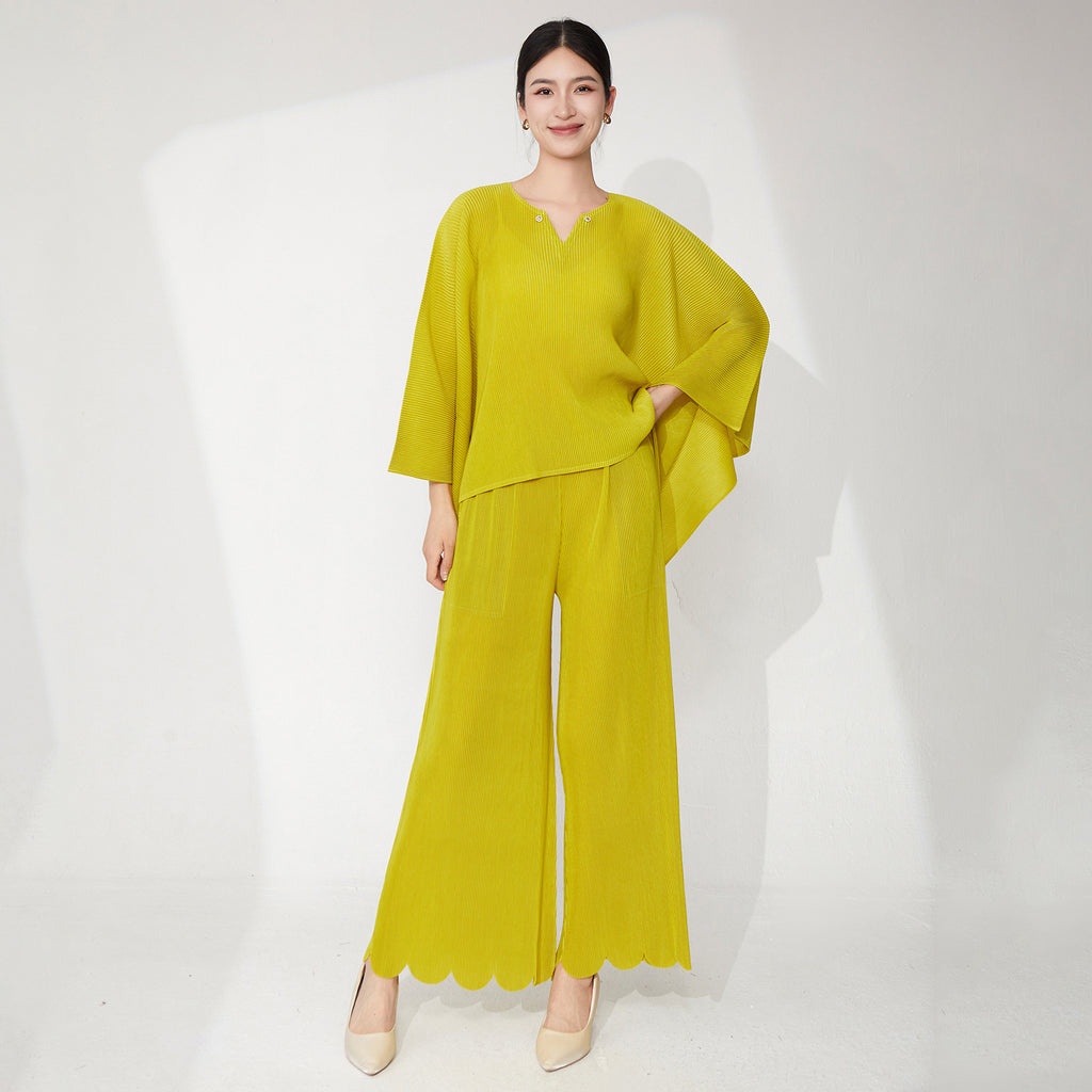 2025 Casual Suit Women's Summer Women's Clothing Large Size Loose Irregular T-Shirt Top Casual Straight Pants Two-piece Set