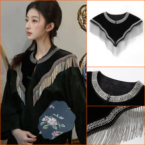2025 retro high-end with cheongsam evening dress shows noble fashion mulberry silk black shawl women N2056