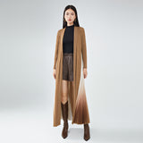 2025 Maillard trench coat long women's high-end feeling royal sister wind coat hanging feeling women's clothing irregular gradual change splicing coat
