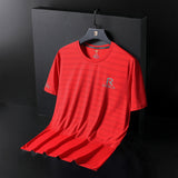 GOOSUDU Couple's Ice Silk Short Sleeve Men's Summer Thin Quick-Drying Casual Sports T-shirt plus-Sized plus Size Summer T-shirt