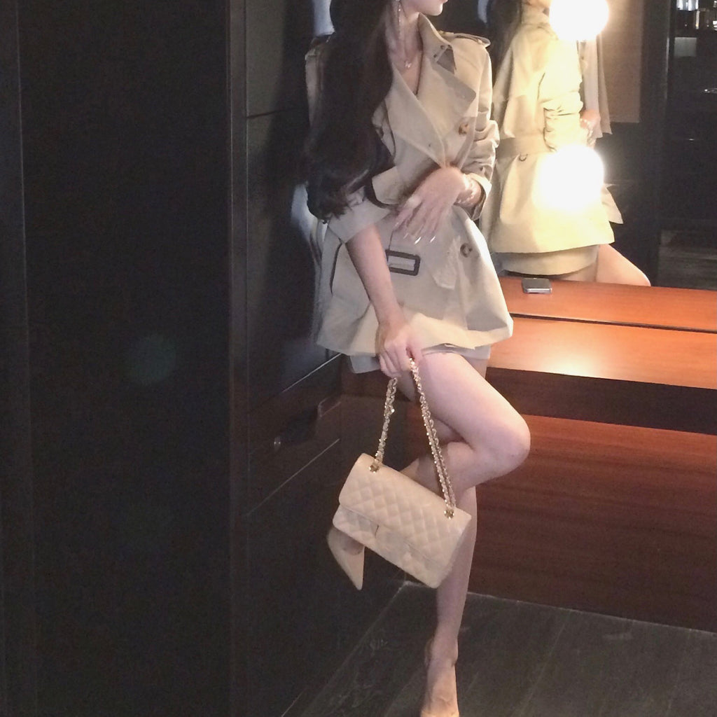 2025 popular autumn new classic senior commuter casual loose lazy style khaki long waist trench coat