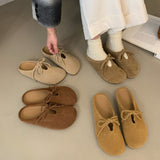2025  Thick-bottomed Birkenstock bag head half slippers women's outer wear half tray popular autumn lace-up pregnant women non-slip ugly Bokentide