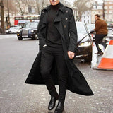 2025 men's medium and long trench coat  men's long trench coat fashion trench coat casual outer men's belt