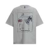 2025 6110 2025n Street 2025 Summer Painting Pattern Design Sense Men's Loose Premium Heavy Short Sleeve T-Shirt