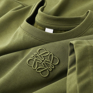 GOOSUDU Heavy European Goods Mercerized Cotton Short Sleeve T-shirt Men's Slim Fit Fashion High-End Embroidery round Neck Half Sleeve Boy's Undershirt Fashion