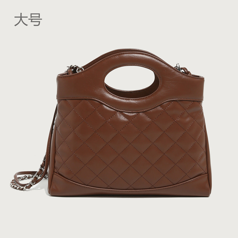 GOOSUDU 2025 popular winter new chain small fragrant wind portable shoulder oblique span bag high sense Internet celebrity women's bag soft leather diamond