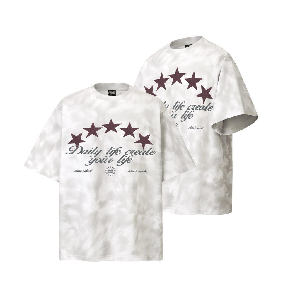 2025 9514 2025n Street 2025 Summer Letter Pattern Design Men's Tie-Dyeing Premium Sense Neutral Short Sleeve T-Shirt