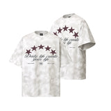 2025 9514 2025n Street 2025 Summer Letter Pattern Design Men's Tie-Dyeing Premium Sense Neutral Short Sleeve T-Shirt