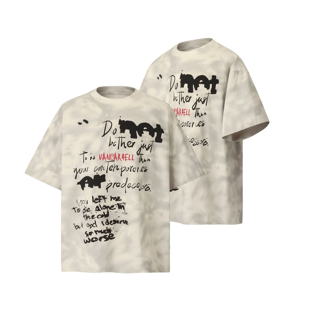 2025 8563 2025n Street 2025 Summer Letter Design Men's Loose Tie-Dyeing Premium Sense Neutral Short Sleeve T-Shirt