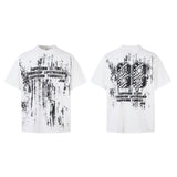 2025 5503 2025n retro street 2025 summer letter garbled design men's high-end neutral short-sleeved T-shirt