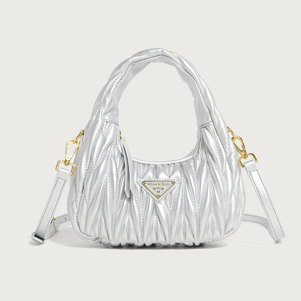 GOOSUDU 2025 Niche design handbag spring women's versatile exquisite high-end pleated underarm bag fashion summer