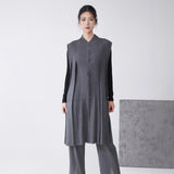 2025 Simple and thin vest jacket for women's spring and summer new temperament fashionable folds medium and long vest for women to wear all-match