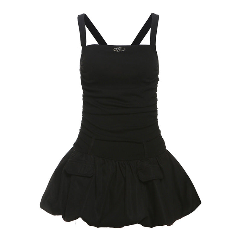 2025 style 2025 spring new women's clothing sleeveless front fold design slim-fitting simple fashion dress