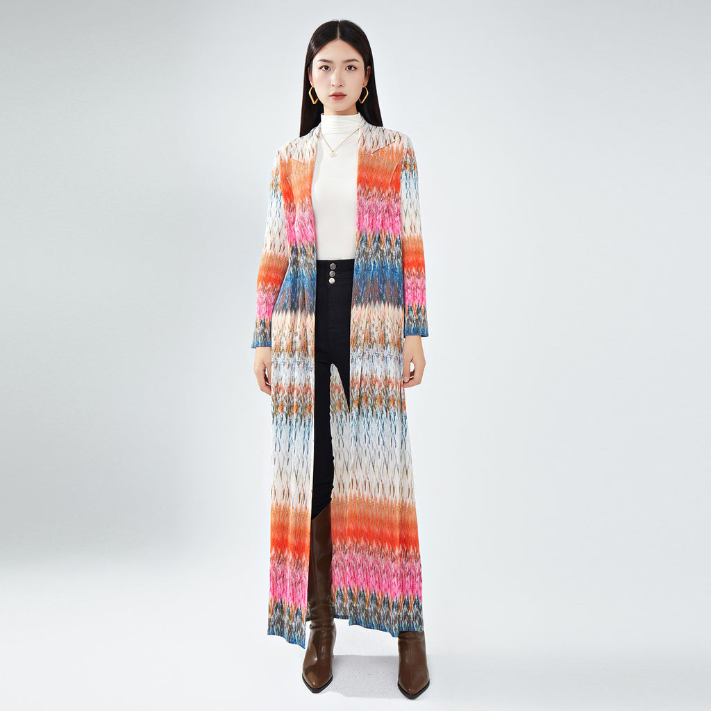 2025 New Chinese pleated trench coat women's clothing new ethnic style loose lace-up fashion robe with cardigan coat