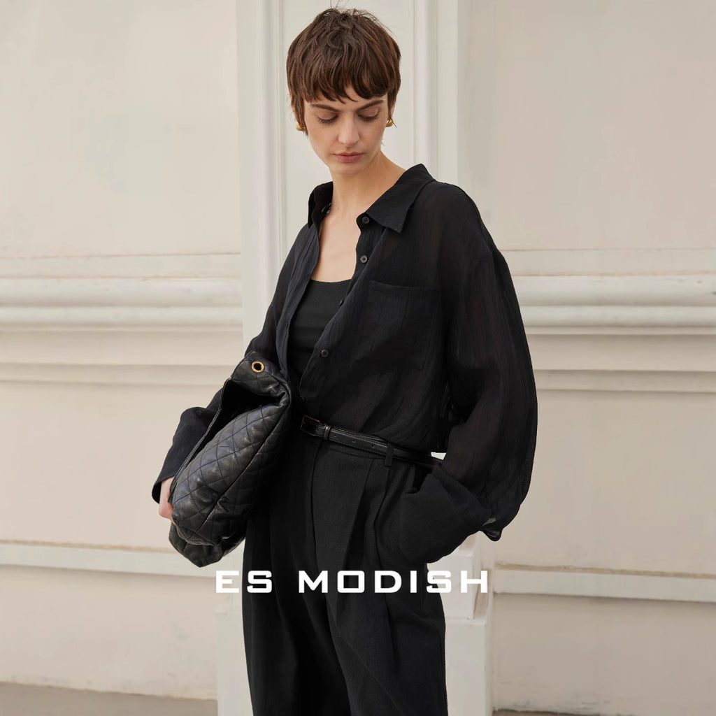 2025 ES MODISH Spring New Product Lazy Loose Casual Long Sleeve Shirt Thin Outer Sunscreen Shirt Girls