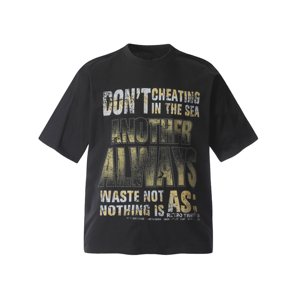 2025 F6612 2025n Street 2025 Summer Letter Bead Design Men's Loose Premium Crew Neck Short Sleeve T-Shirt