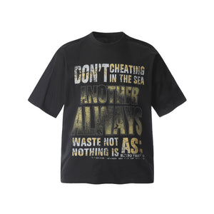 2025 F6612 2025n Street 2025 Summer Letter Bead Design Men's Loose Premium Crew Neck Short Sleeve T-Shirt