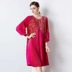 Temperament dress spring and autumn middle-aged mother spring dress new Popular style wedding banquet dress a word loose large size skirt