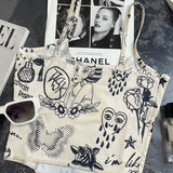 GOOSUDU 2025 TK015  street style summer new character print tight deep V Spice girl versatile navel sling vest women