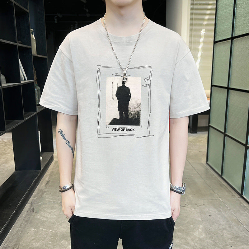 GOOSUDU Short Sleeve T-shirt Men's Cotton Half Sleeve Summer Loose All-Matching Men's Clothing Crew Neck T-shirt Trendy Tops T-shirt Student