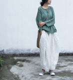 Shan Qian Nianyi, spring and summer old literary Zen cotton and linen air conditioner T-shirt age-reducing small slim top