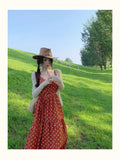 Yunnan travel photo wear women's clothing high sense dopamine desert red dress  summer new