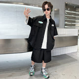 Boys' Summer Shirt Outfit  New Children's Summer Clothing Thin Short Sleeve Medium and Big Children Summer Boyish Look Fashion