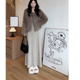 2025 Autumn  slim-fit knitted sweater long-sleeved dress women's clothing popular autumn and winter new small long dress