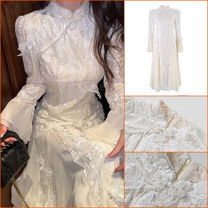 2025 new Chinese cheongsam three-dimensional butterfly decoration heavy industry style embroidery white national style dress LZ596