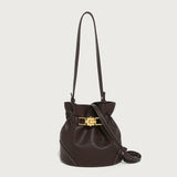 GOOSUDU 2025 New niche retro lychee pattern portable bucket bag single shoulder oblique span women's bag simple high-end versatile bag