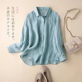 Spring and Autumn New Urban Literary Cotton and Linen Long Sleeve Shirt Top Skinny Casual Linen Shirt Women