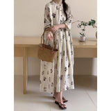 summer new gentle wind dress women's loose and thin temperament literary retro floral medium and long women's dress