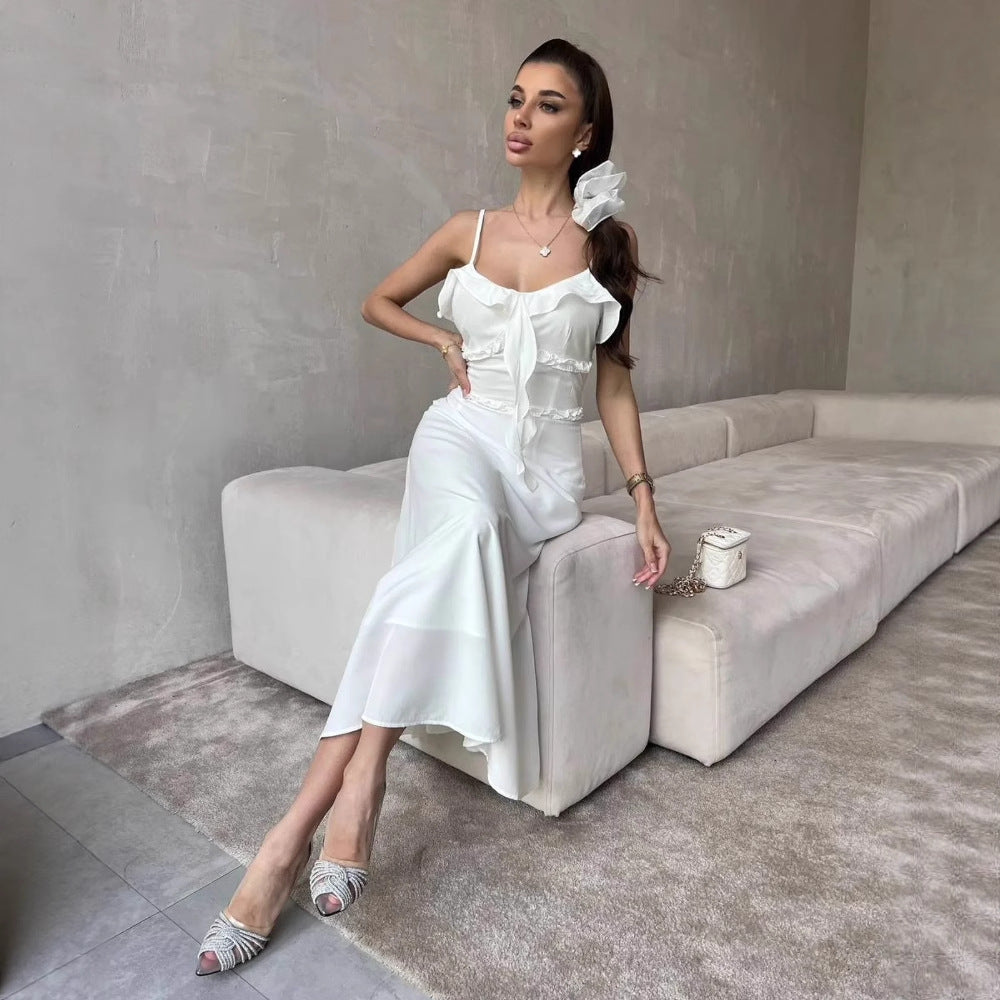 Spice Girls  Summer New Fairy Wind Fungus Edge Suspender  Pure Desire Dress ins Wind