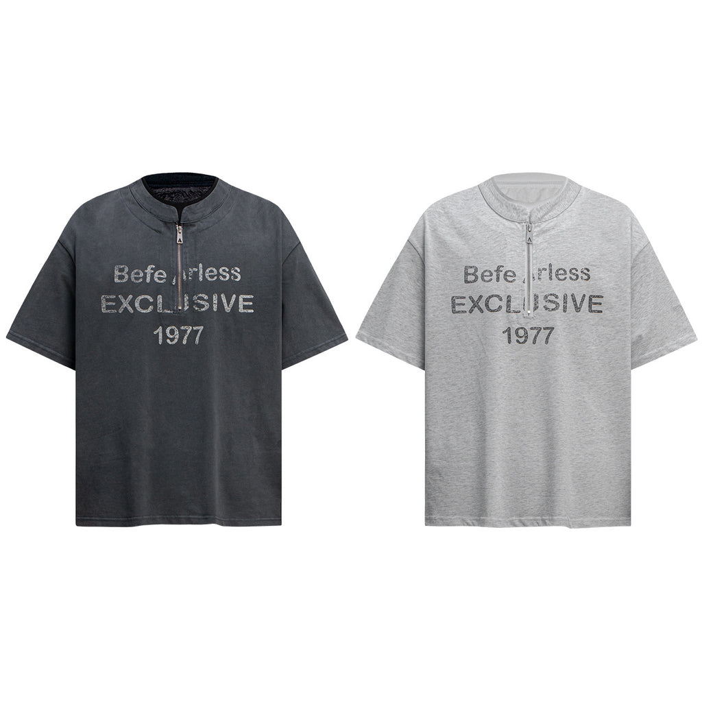 2025 6099 2025n Street 2025 Summer Fake Two-Letter Design Men's Loose Premium Sense Heavy Short Sleeve T-Shirt