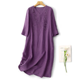 Light luxury high-end dress  summer new literary retro heavy industry embroidery temperament loose dress women