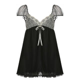 Dark Style Sexy Lace Splicing Sling Slimming Sheath Dress Female 2023 Spring and Summer European and American New