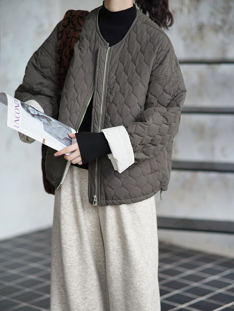 2025 popular autumn new jacket high-end rhombus plaid loose simple versatile cotton clothes 9977-1