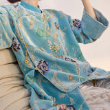 New Chinese style new flower embroidered sequined shirt old money style high-end temperament satin top M3003