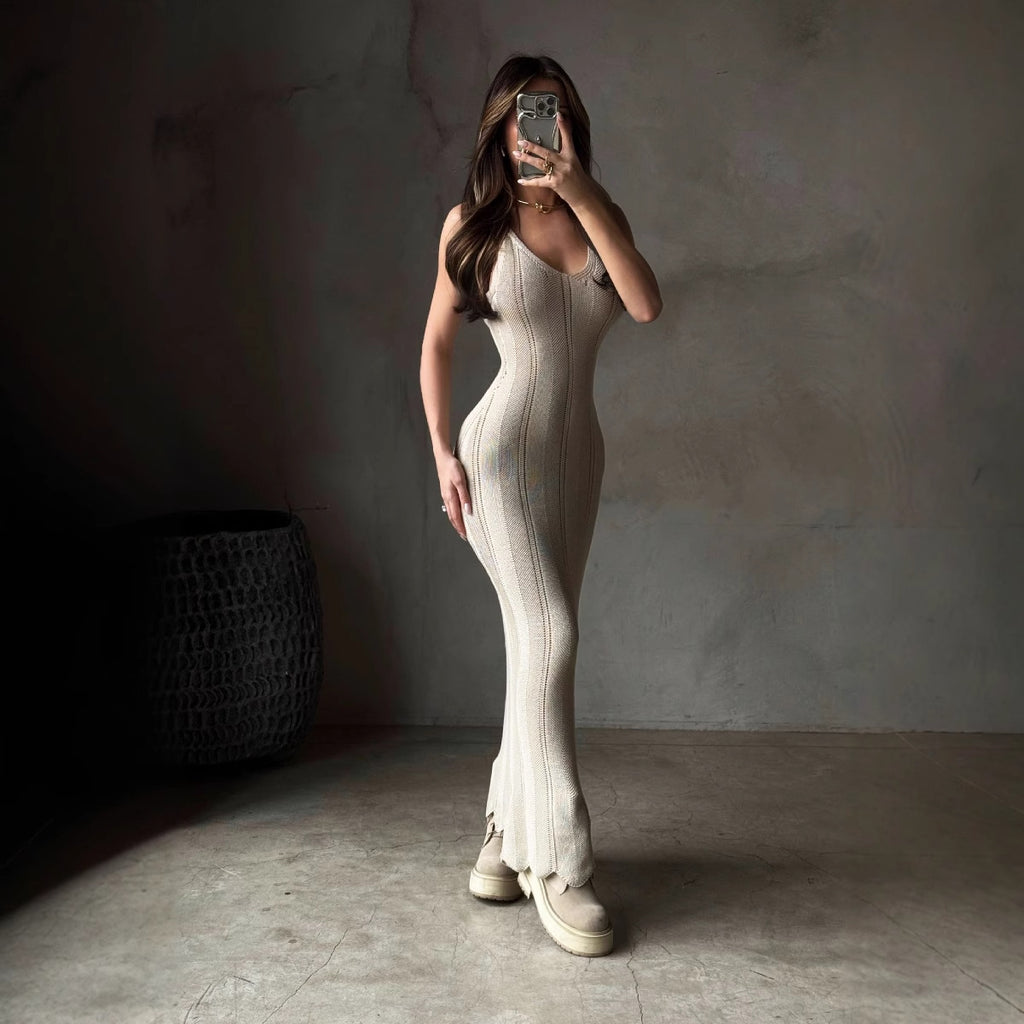 new summer elastic long sexy Spice Girl halter suspender hip-wrapped knitted suspender sexy long dress