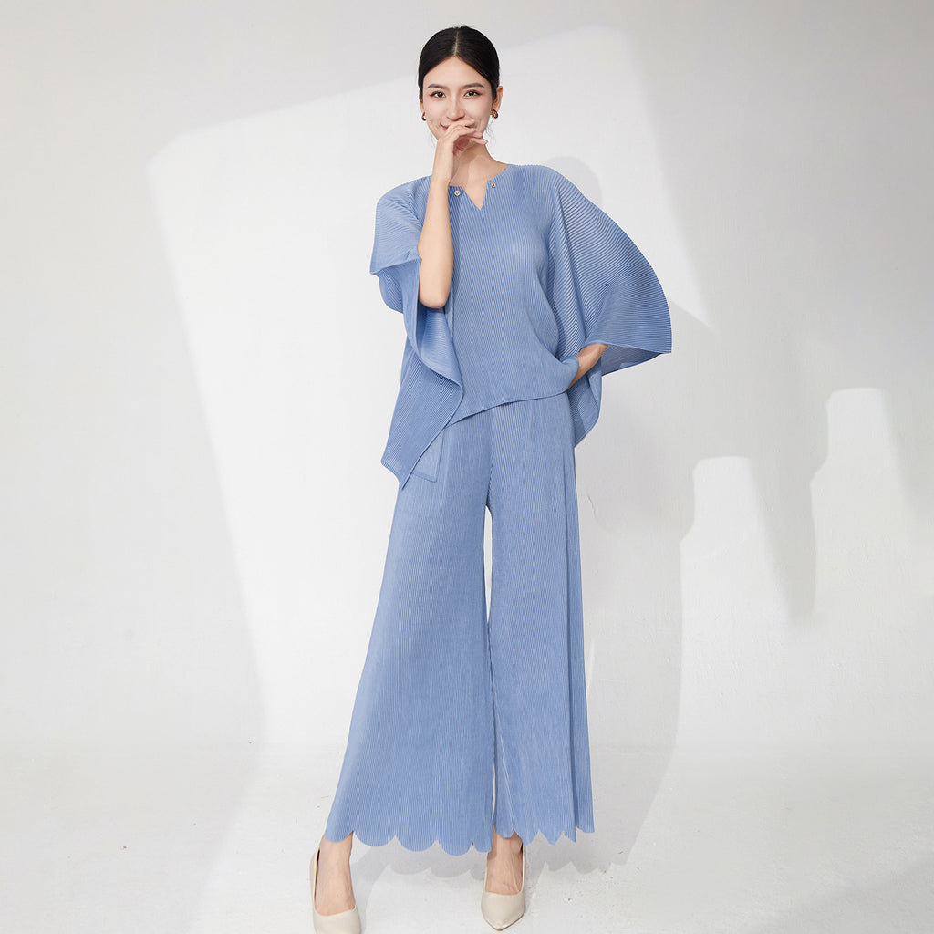 2025 Casual Suit Women's Summer Women's Clothing Large Size Loose Irregular T-Shirt Top Casual Straight Pants Two-piece Set