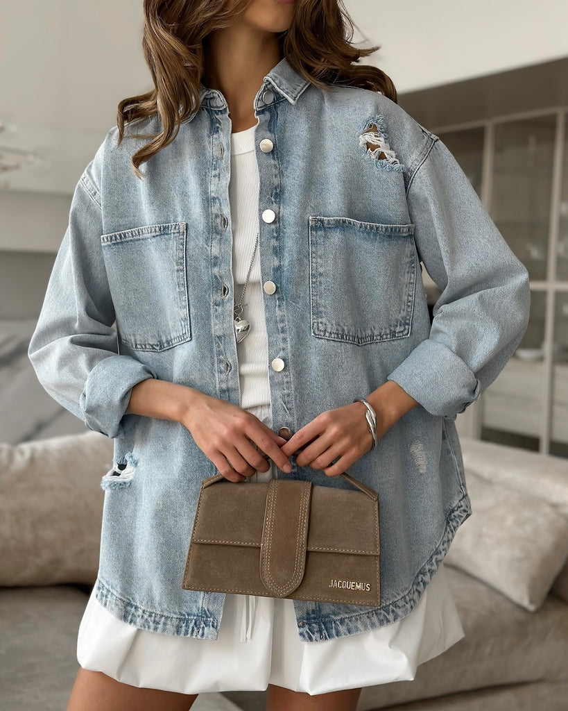 spring new women's clothing,  style fashion and leisure ins spring lazy ripped denim jacket