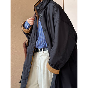 2025 popular winter new padded jacket retro versatile lapel breasted knee long warm cotton clothes F365