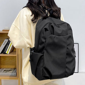 Simple Trendy Schoolbag  Large Capacity Student Backpack Korean Men and Women Solid Color Cross-Border Travel Backpack