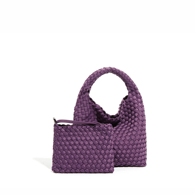 2025 New trendy retro child and mother bag New portable single shoulder diagonal span woven bag large capacity vegetable basket bucket bag