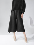 2025 large-size pants women's wide-leg pants drape high-end pleated summer thin loose seven-point casual pants women's