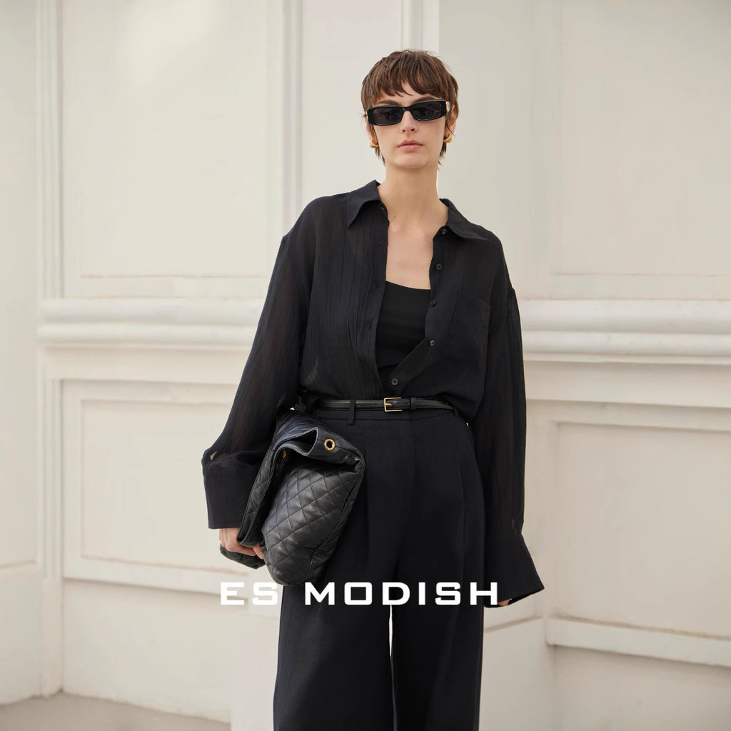 2025 ES MODISH Spring New Product Lazy Loose Casual Long Sleeve Shirt Thin Outer Sunscreen Shirt Girls