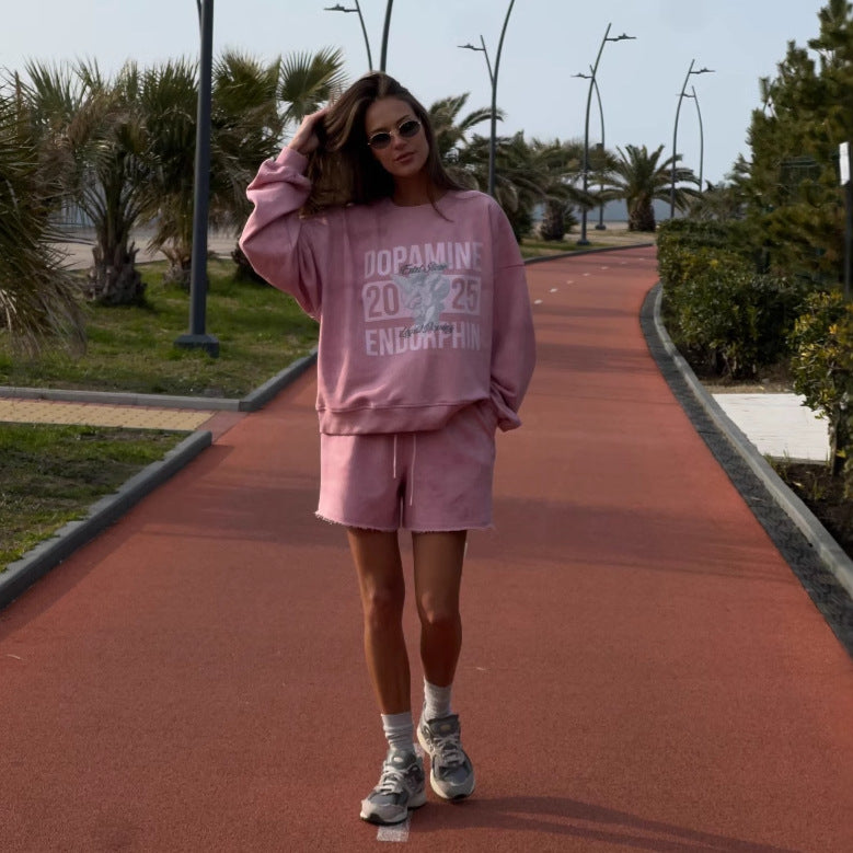 new New n retro street loose sweater set women's ins wind lazy wind sweater two-piece set